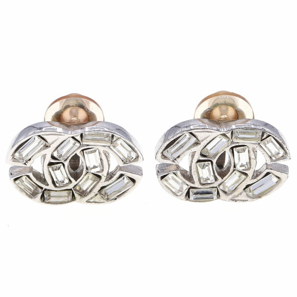 CHANEL Jewelry - Chanel Earrings Coco Mark Silver Clear Metal Rhinestone 01P 2001 Model Ladies...